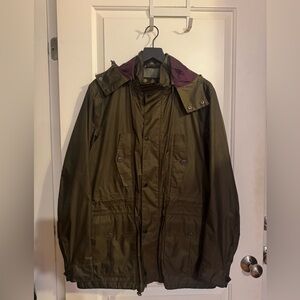 Barbour Olive and Purple Raincoat